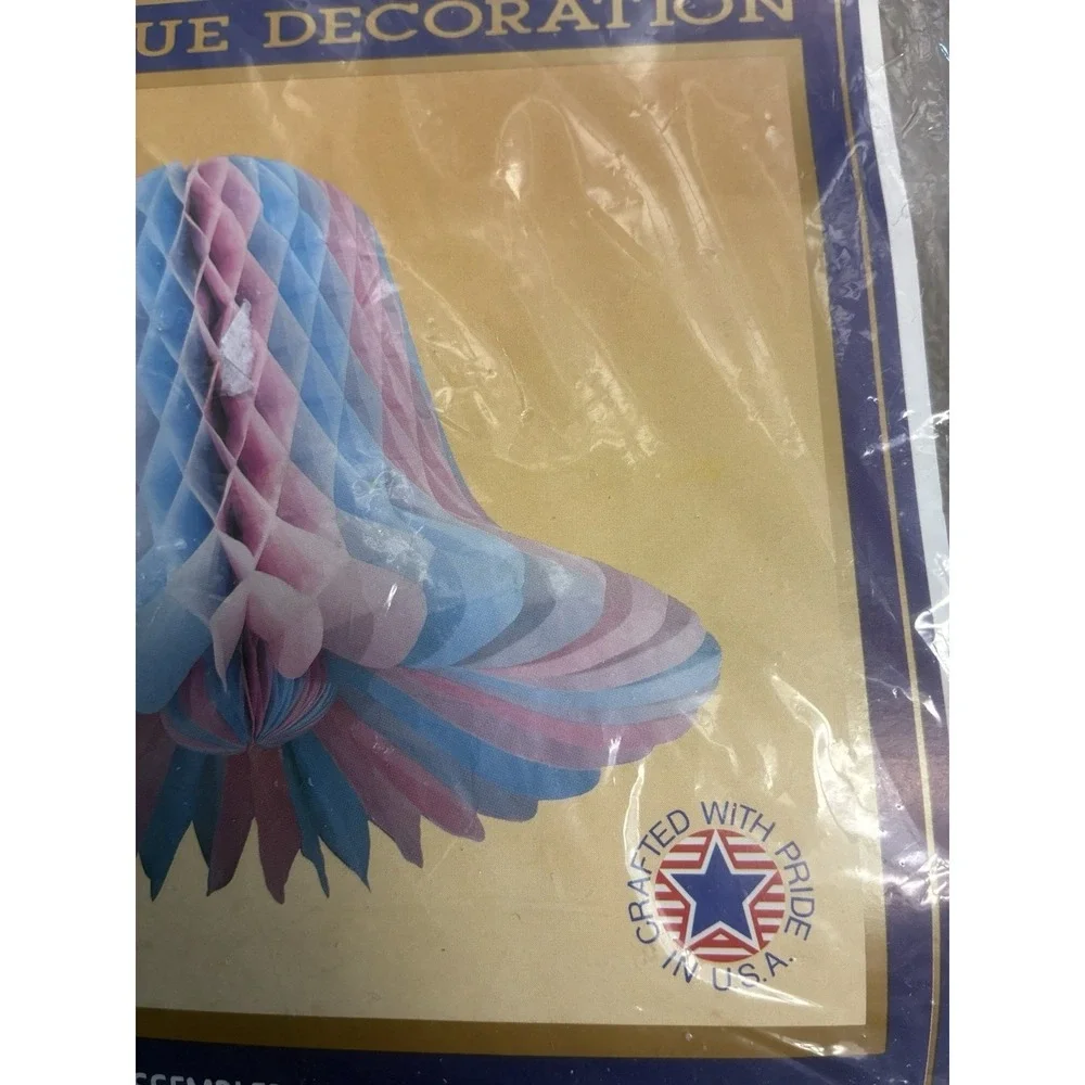 Beistle Westminster Bells (2) Honeycomb Pink Blue Baby Shower Reveal 80s Vtg NEW
